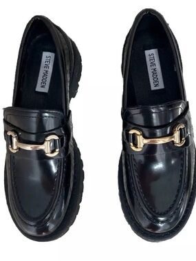 Steve Madden  Lando Loafers with Gold Horsebit, pleather size:6 Good condition
